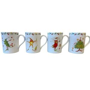 DEPT 56 Christmas Krinkles 4 Mug Set #37958 Vintage NWT Patience Brewster